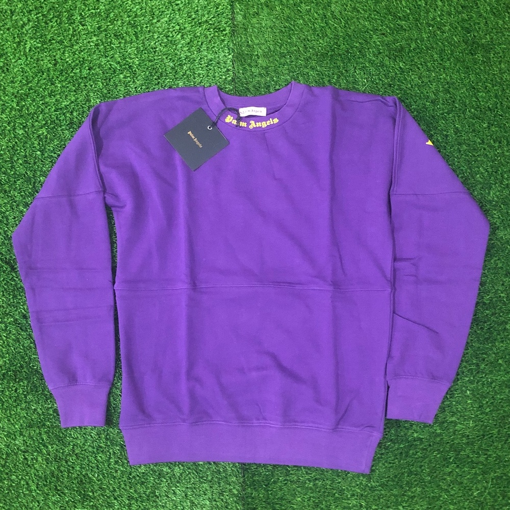 Palm Angels Men Purple Oversize Sweater Crewneck